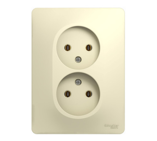 Розетка двухместная Systeme Electric GLOSSA, скрытый монтаж, без заземления, бежевый
