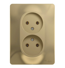 Розетка двухместная Systeme Electric GLOSSA, скрытый монтаж, без заземления, титан