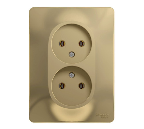 Розетка двухместная Systeme Electric GLOSSA, скрытый монтаж, без заземления, титан