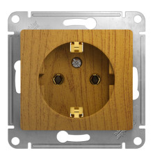 Розетка Systeme Electric GLOSSA, скрытый монтаж, с заземлением, дуб