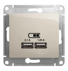 Розетка 2xUSB Systeme Electric GLOSSA, молочный