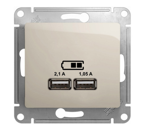 Розетка 2xUSB Systeme Electric GLOSSA, молочный