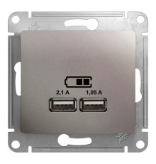 Розетка 2xUSB Systeme Electric GLOSSA, платина