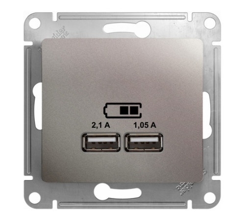 Розетка 2xUSB Systeme Electric GLOSSA, платина