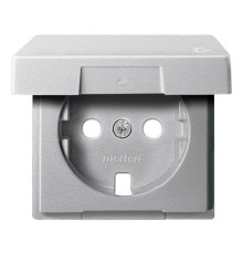 Накладка на розетку Schneider Electric MERTEN SYSTEM M, с заземлением, с крышкой, алюминий