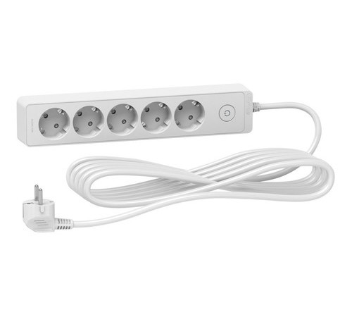 Удлинитель Schneider Electric UNICA EXTEND 5-местный, с выключателем, 5м, с заземлением, ST9455W