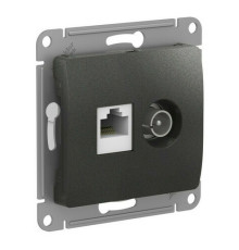 GLOSSA РОЗЕТКА двойная ТВ + компьютерная RJ45, кат. 5Е, механизм, АНТРАЦИТ