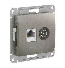 GLOSSA РОЗЕТКА двойная ТВ + компьютерная RJ45, кат. 5Е, механизм, ПЛАТИНА