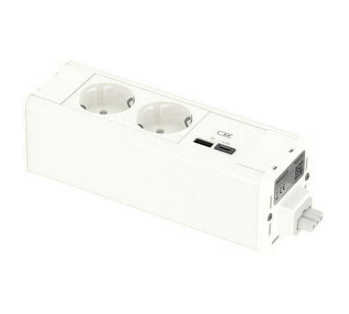 Unica System+ Блок 2хРозетка (2К+З) и 2хUSB A//C БЕЛЫЙ