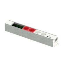 US+ Блок 2хРоз БЕЛАЯ+2хРоз КРАСНАЯ+2USB A//C+место(45х90) под VDI БЕЛЫЙ//СЕР.ТКАНЬ