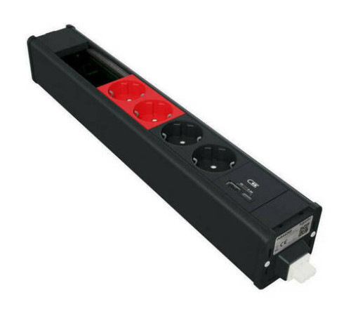 US+ Блок 2хРозетка БЕЛАЯ+2хРозетка КРАСНАЯ+2USB A//C +место (45х90) под VDI АНТР.