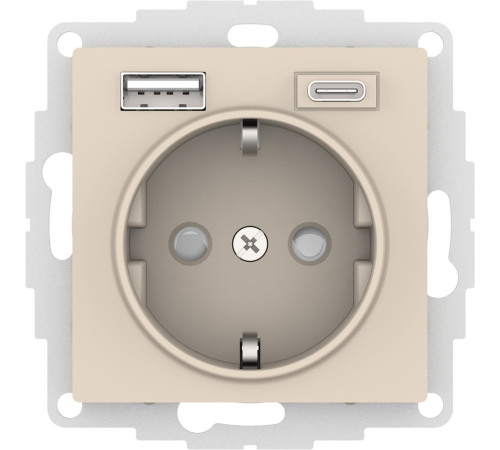SE AtlasDesign Бежевый Розетка 16А с USB A+C, бежевый