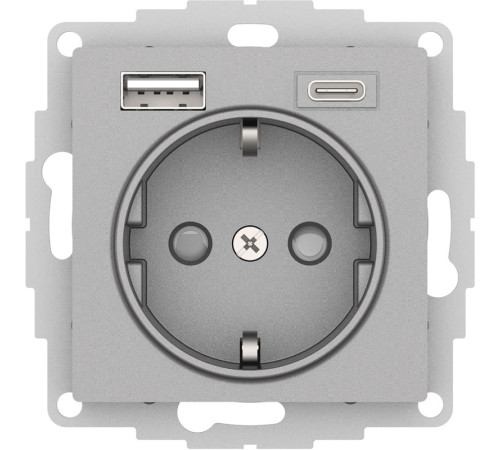 AtlasDesign Алюминий Розетка 16А с USB A+C