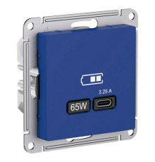 Розетка USB type C Systeme Electric ATLASDESIGN, скрытый монтаж, аквамарин, ATN001127