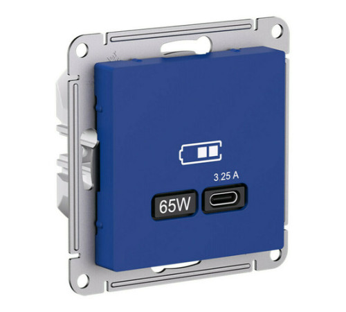 Розетка USB type C Systeme Electric ATLASDESIGN, скрытый монтаж, аквамарин, ATN001127