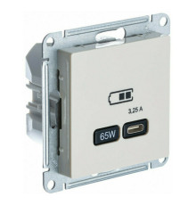 Розетка USB type C Systeme Electric ATLASDESIGN, скрытый монтаж, бежевый, ATN000227