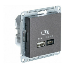 Розетка USB+USB type C Systeme Electric ATLASDESIGN, скрытый монтаж, мокко, ATN000629