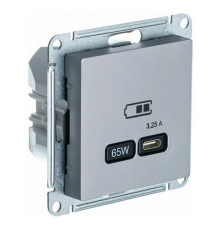 Розетка USB type C Systeme Electric ATLASDESIGN, скрытый монтаж, сталь, ATN000927