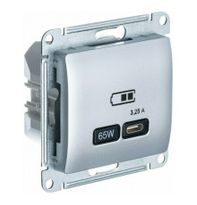 Розетка USB type C Systeme Electric GLOSSA, скрытый монтаж, алюминий, GSL000327