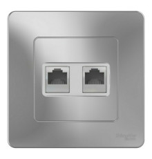Розетка телефонная+компьютерная RJ11+RJ45 Systeme Electric BLANCA, скрытый монтаж, алюминий, BLNIS045113