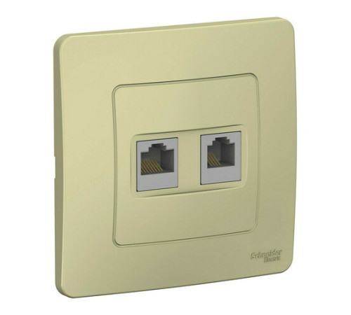 Розетка телефонная+компьютерная RJ11+RJ45 Systeme Electric BLANCA, скрытый монтаж, бежевый, BLNIS045117