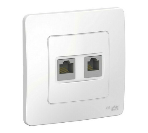 Розетка телефонная+компьютерная RJ11+RJ45 Systeme Electric BLANCA, скрытый монтаж, белый, BLNIS045111