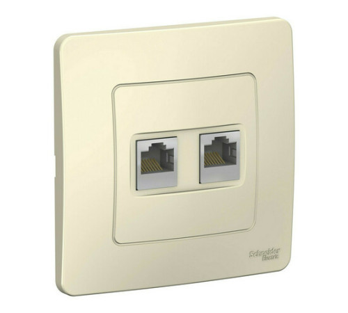 Розетка компьютерная 2xRJ45 Systeme Electric BLANCA, скрытый монтаж, молочный, BLNIS045452