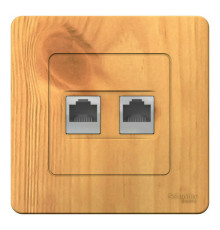 Розетка телефонная+компьютерная RJ11+RJ45 Systeme Electric BLANCA, скрытый монтаж, ясень, BLNIS045115