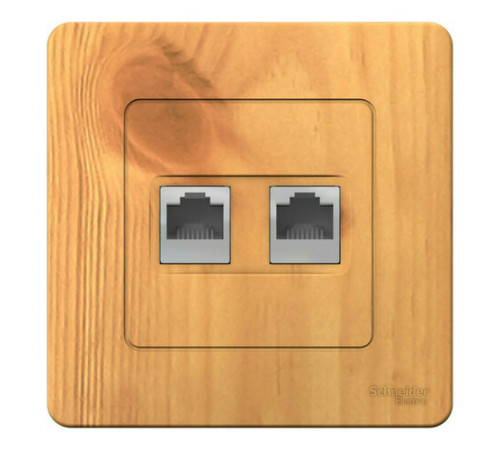 Розетка телефонная+компьютерная RJ11+RJ45 Systeme Electric BLANCA, скрытый монтаж, ясень, BLNIS045115
