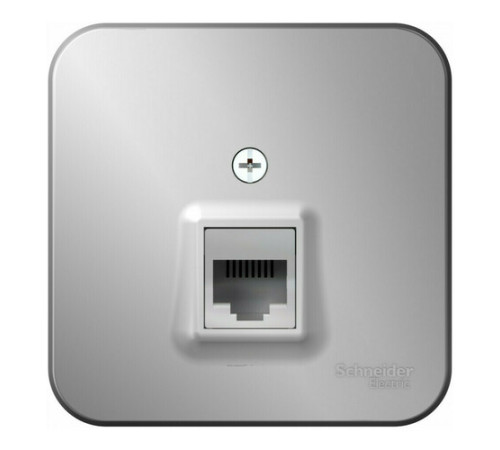 Розетка телефонная RJ11 Systeme Electric BLANCA, открытый монтаж, алюминий, BLNIA011003