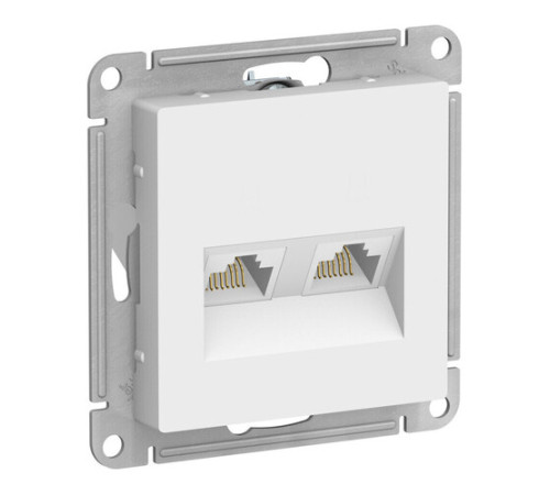 Розетка компьютерная 2xRJ45 Systeme Electric ATLASDESIGN, скрытый монтаж, лотос, ATN001385