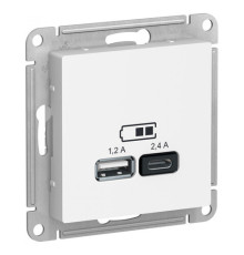 Розетка USB+USB type C Systeme Electric ATLASDESIGN, скрытый монтаж, лотос, ATN001339