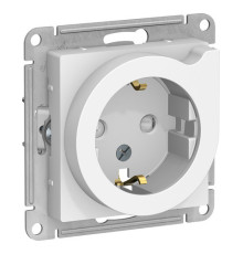 Розетка Systeme Electric ATLASDESIGN, скрытый монтаж, с заземлением, со шторками, белый