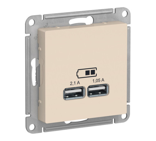 Розетка 2xUSB Systeme Electric ATLASDESIGN, бежевый