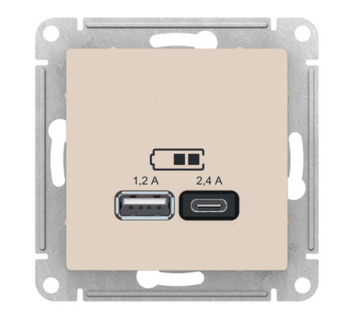 Розетка 2xUSB Systeme Electric ATLASDESIGN, бежевый