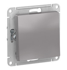 Выключатель 1-клавишный кнопочный Systeme Electric ATLASDESIGN, скрытый монтаж, алюминий