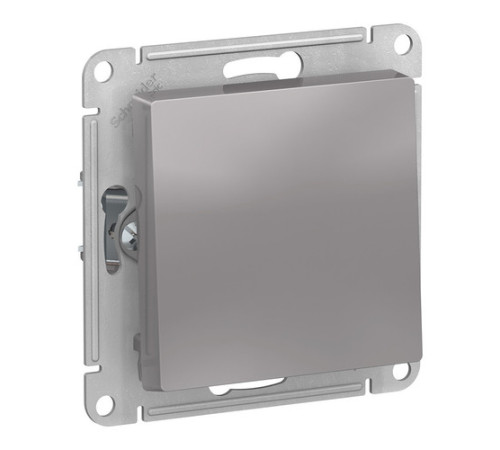 Выключатель 1-клавишный кнопочный Systeme Electric ATLASDESIGN, скрытый монтаж, алюминий