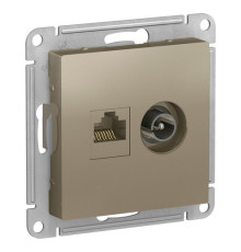 Розетка TV+RJ45 Cat.5 Systeme Electric ATLASDESIGN, оконечная, шампань