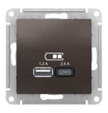 Розетка 2xUSB Systeme Electric ATLASDESIGN, мокко