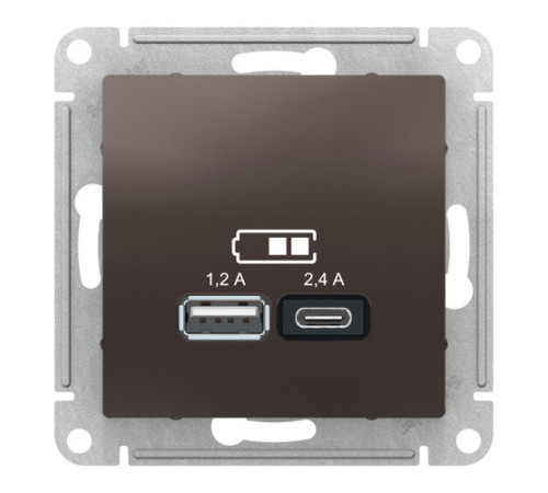 Розетка 2xUSB Systeme Electric ATLASDESIGN, мокко