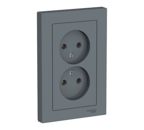 Розетка двухместная Systeme Electric ATLASDESIGN, скрытый монтаж, без заземления, грифель