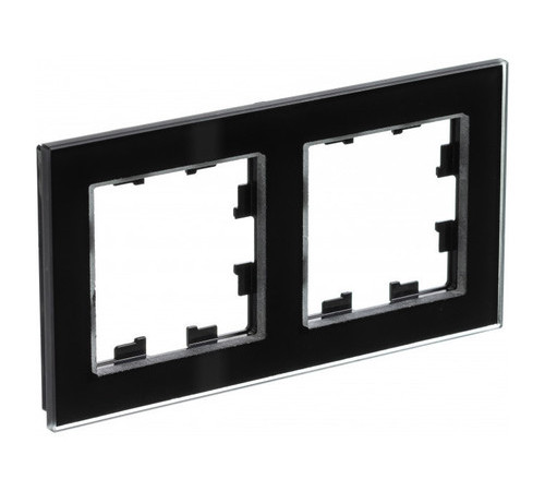 Рамка 2 поста Systeme Electric ATLASDESIGN NATURE стекло, черный (пластик)