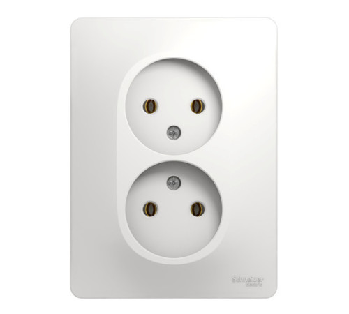 Розетка двухместная Systeme Electric GLOSSA, скрытый монтаж, без заземления, белый