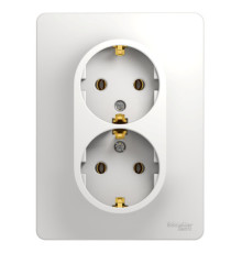 Розетка двухместная Systeme Electric GLOSSA, скрытый монтаж, с заземлением, белый