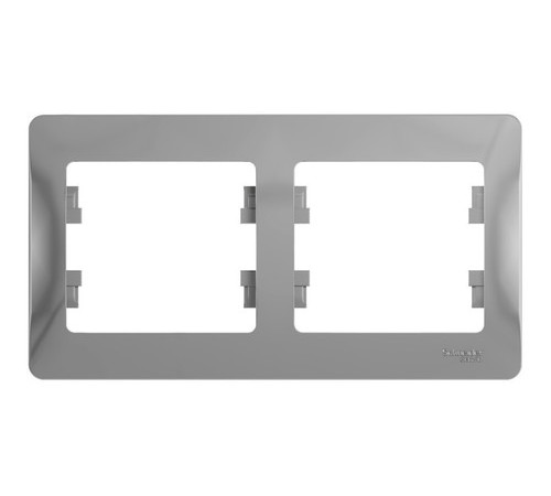 Рамка 2 поста Systeme Electric GLOSSA, горизонтальная, алюминий