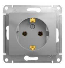 Розетка Systeme Electric GLOSSA, скрытый монтаж, с заземлением, алюминий