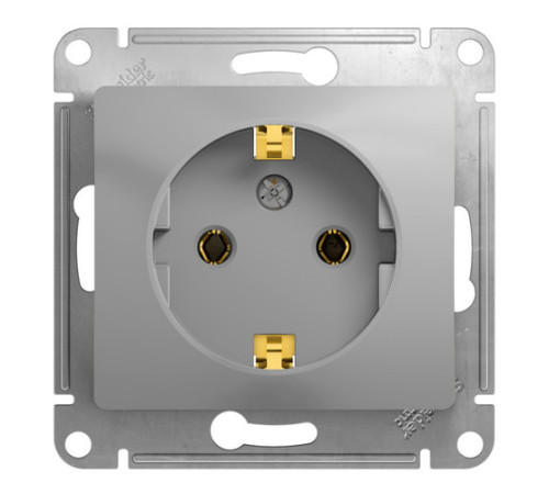 Розетка Systeme Electric GLOSSA, скрытый монтаж, с заземлением, алюминий