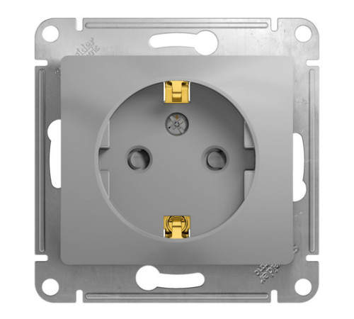 Розетка Systeme Electric GLOSSA, скрытый монтаж, с заземлением, со шторками, алюминий