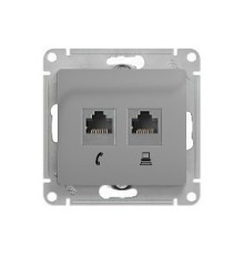 GLOSSA РОЗЕТКА двойная компьютерная RJ45+RJ45, кат.5E, механизм, АЛЮМИНИЙ