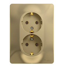 Розетка двухместная Systeme Electric GLOSSA, скрытый монтаж, с заземлением, титан